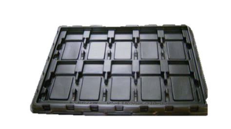 Black electronics packaging tray